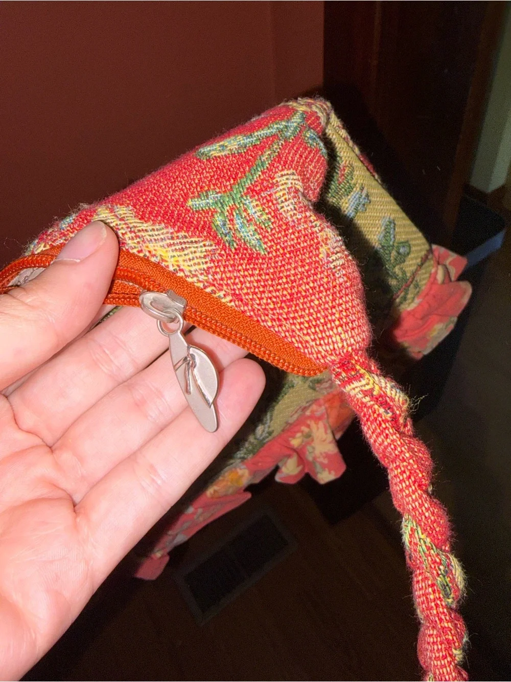 Vintage April Cornell Isabellas Journey floral tapestry bag with braided strap